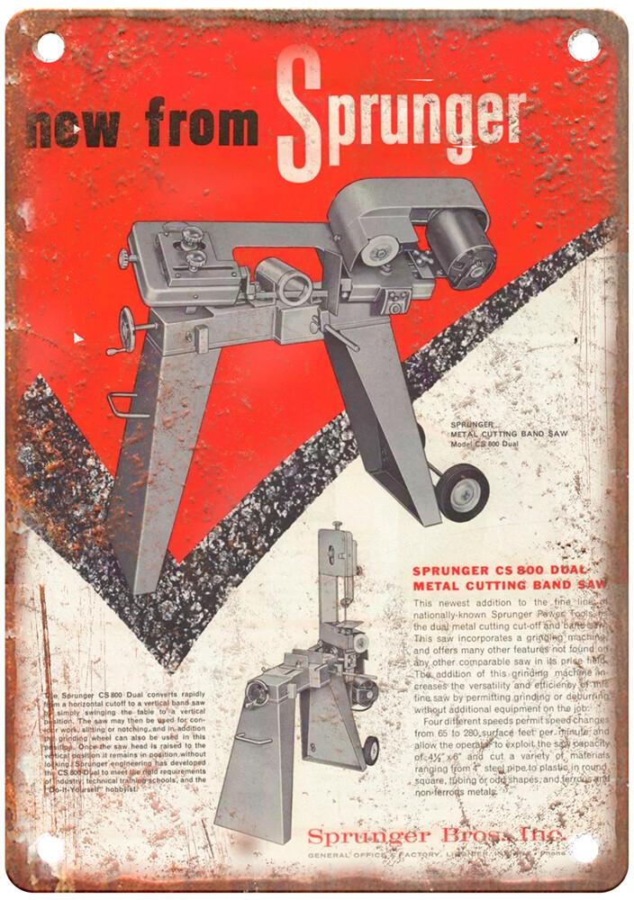 Vintage 1966 Sprunger Power Tools Ad Reproduction Metal Sign Z315