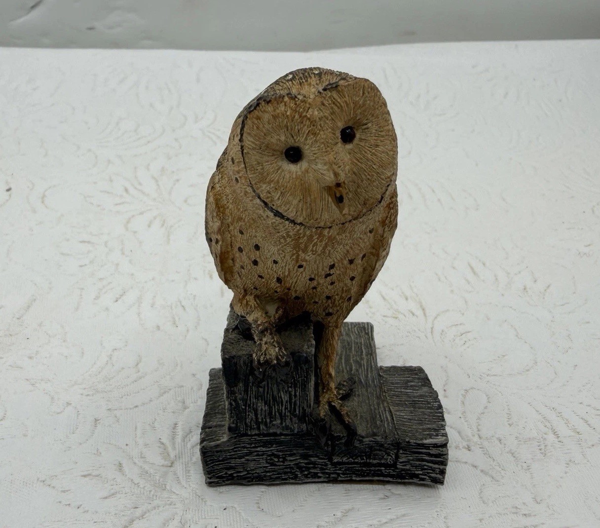 Vintage Barn Owl Bird Statue Mini For Shelf Decor Cold Bronze Figure Farm