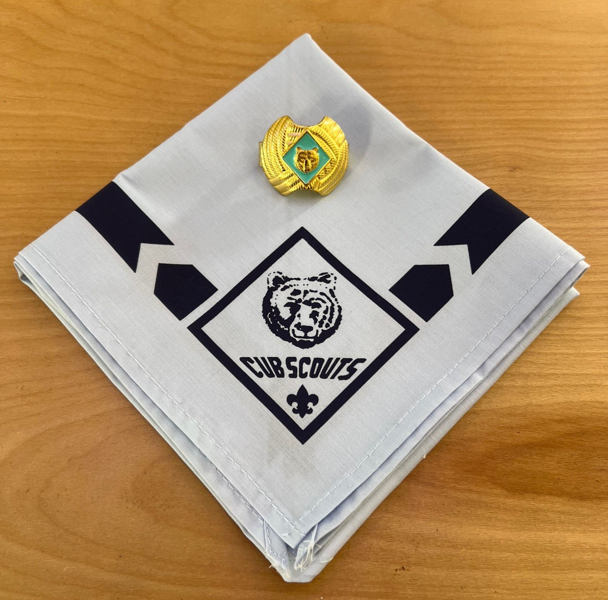 Cub Scout Boy Scouts of America BSA Neckerchief Light Blue Bear with slider