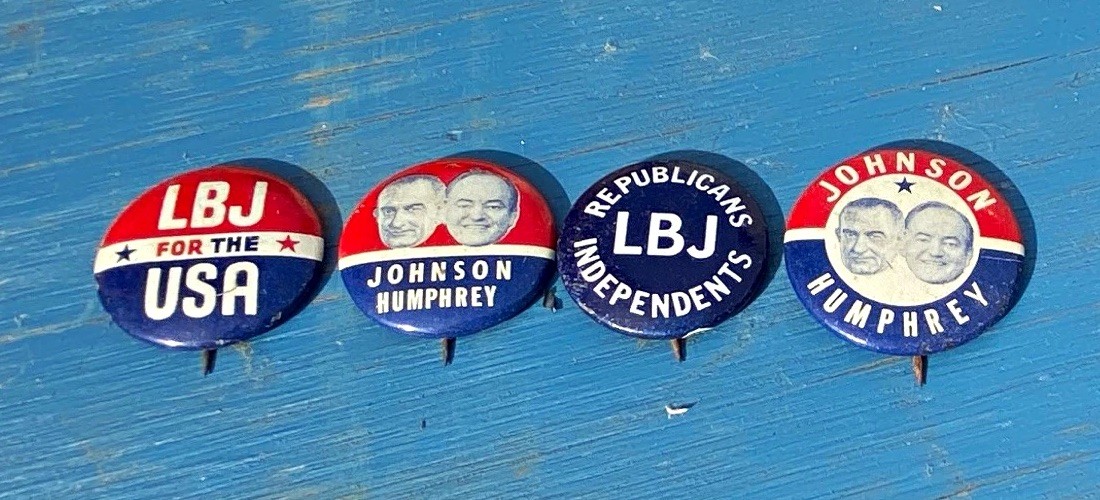 Lot of 4 LBJ for the USA & Johnson Humphrey Political Campaign Pinback Buttons