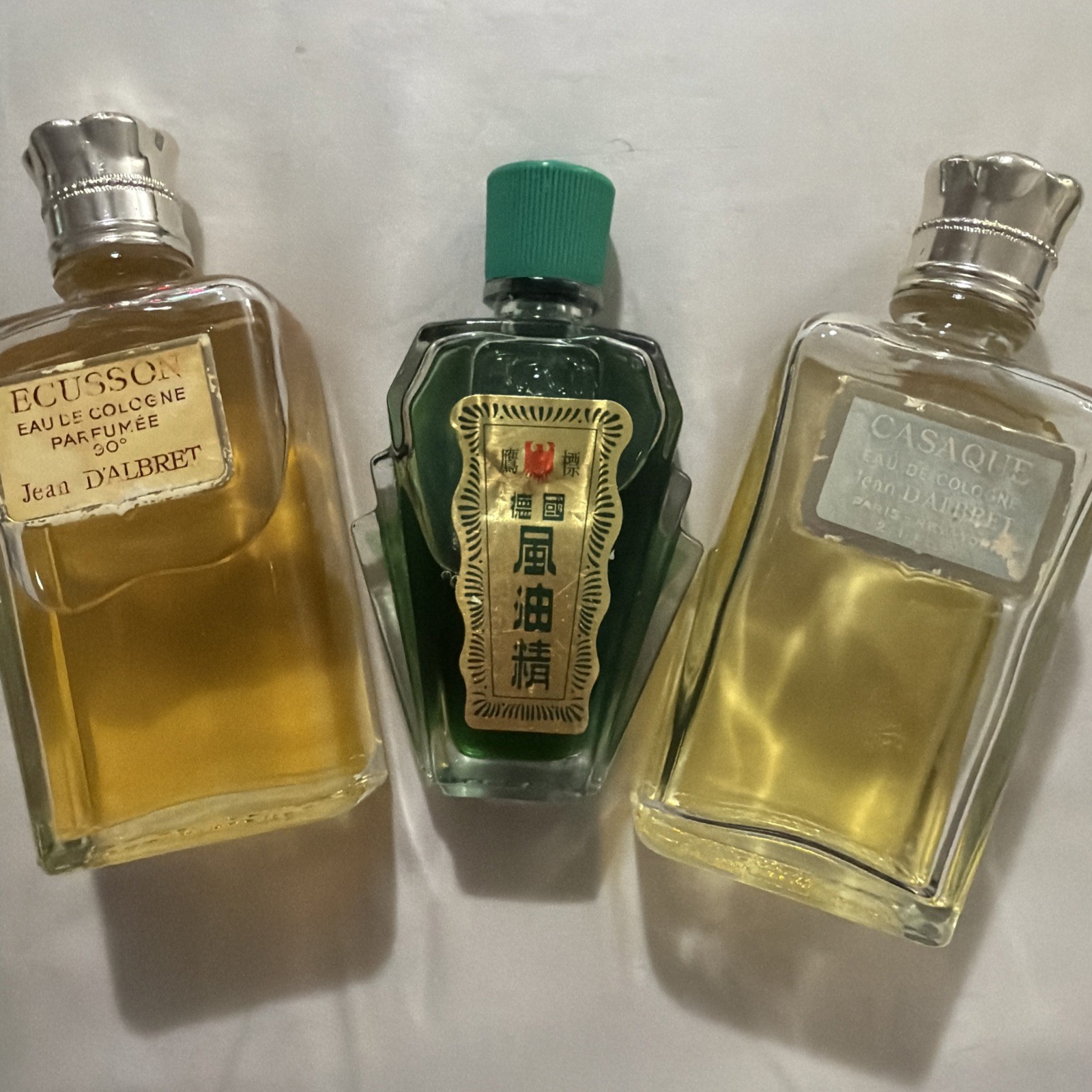 Vintage Perfume Bottle Lot Jean D’Albret Ecusson Casaque White Flower Oil France