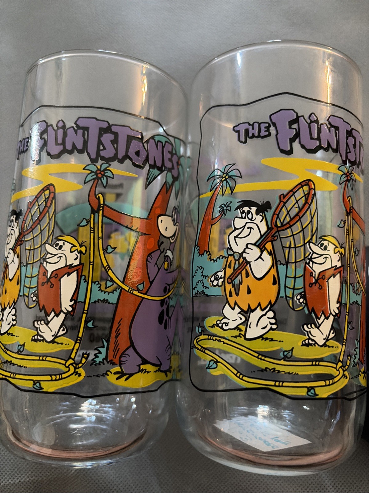 2x Lot - 1991 Hardees The Flintstones Glasses The First 30 Years 6\