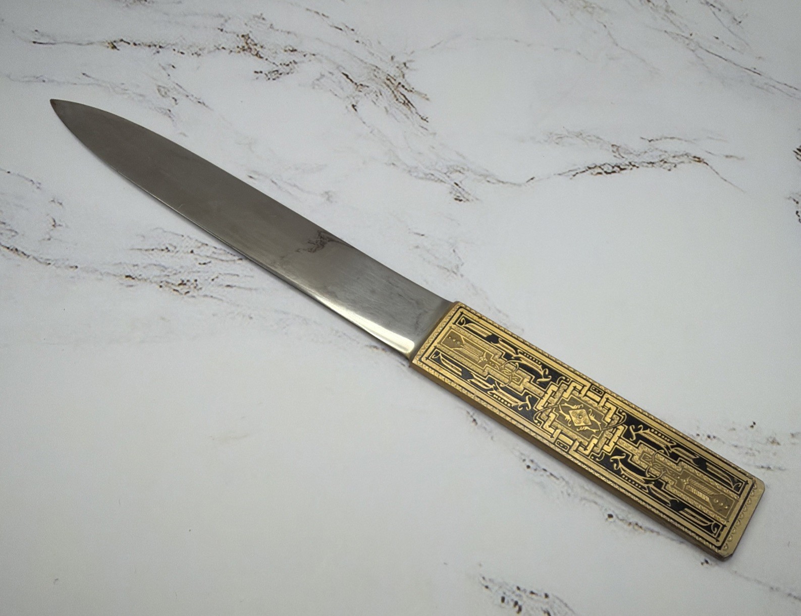 Vintage Art Deco Metal Letter Opener Ornate Brass Handle 9\