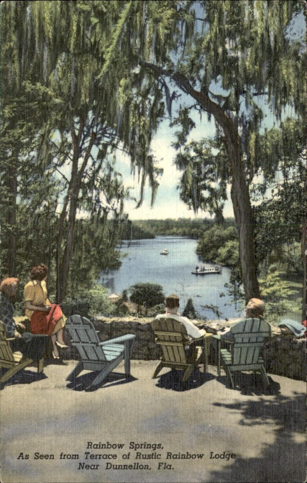 Rainbow Springs Florida Rustic Rainbow Lodge Terrace c1930-50s Vintage Postcard