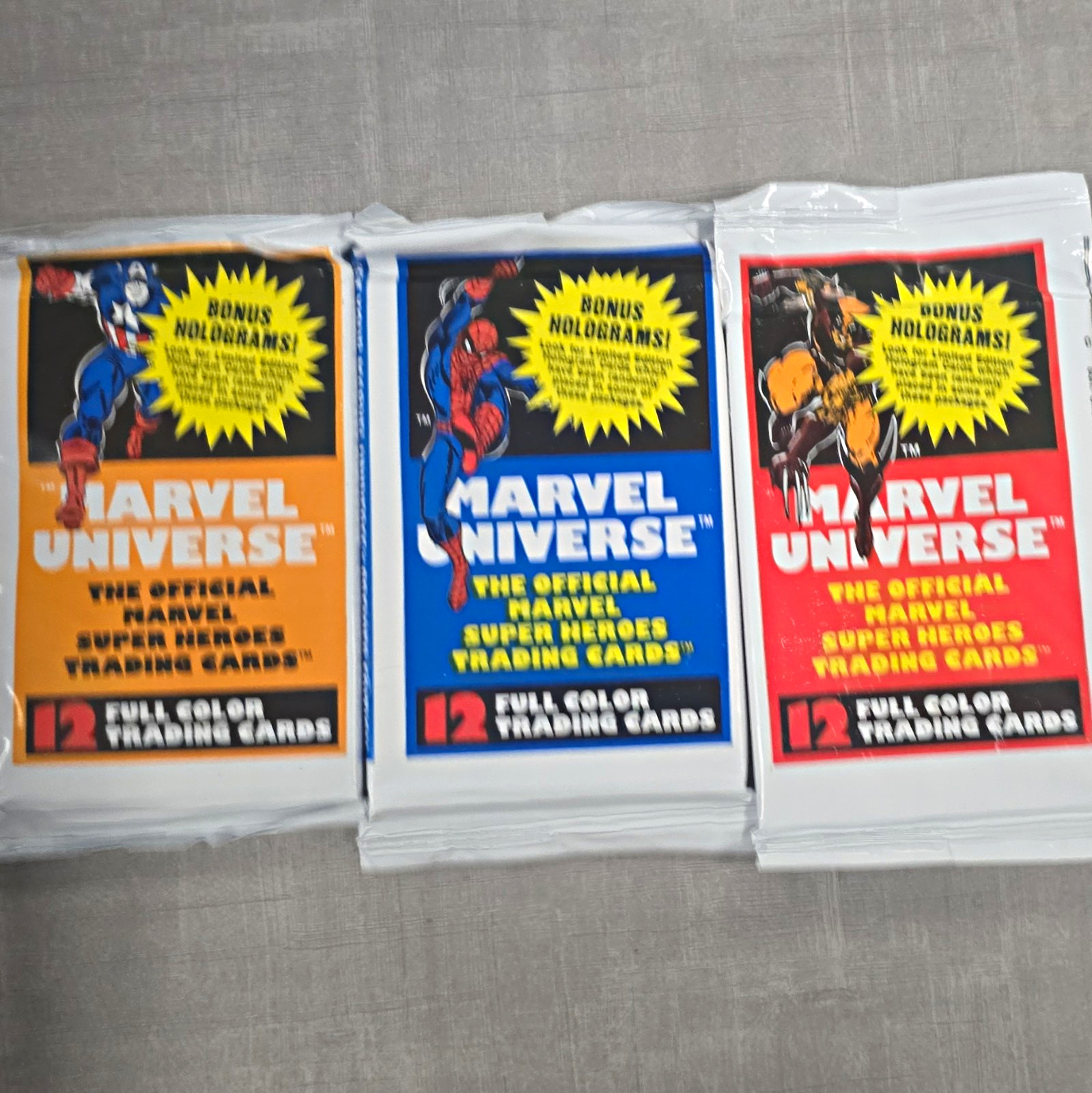 Impel 1990 Marvel Universe Series 2 3-Pack Lot w/ Bonus Holograms