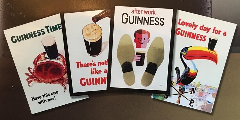 Guinness Poster Lot - 4 Artist Gilroy 22 x 30 Bar Posters From Original Artwork