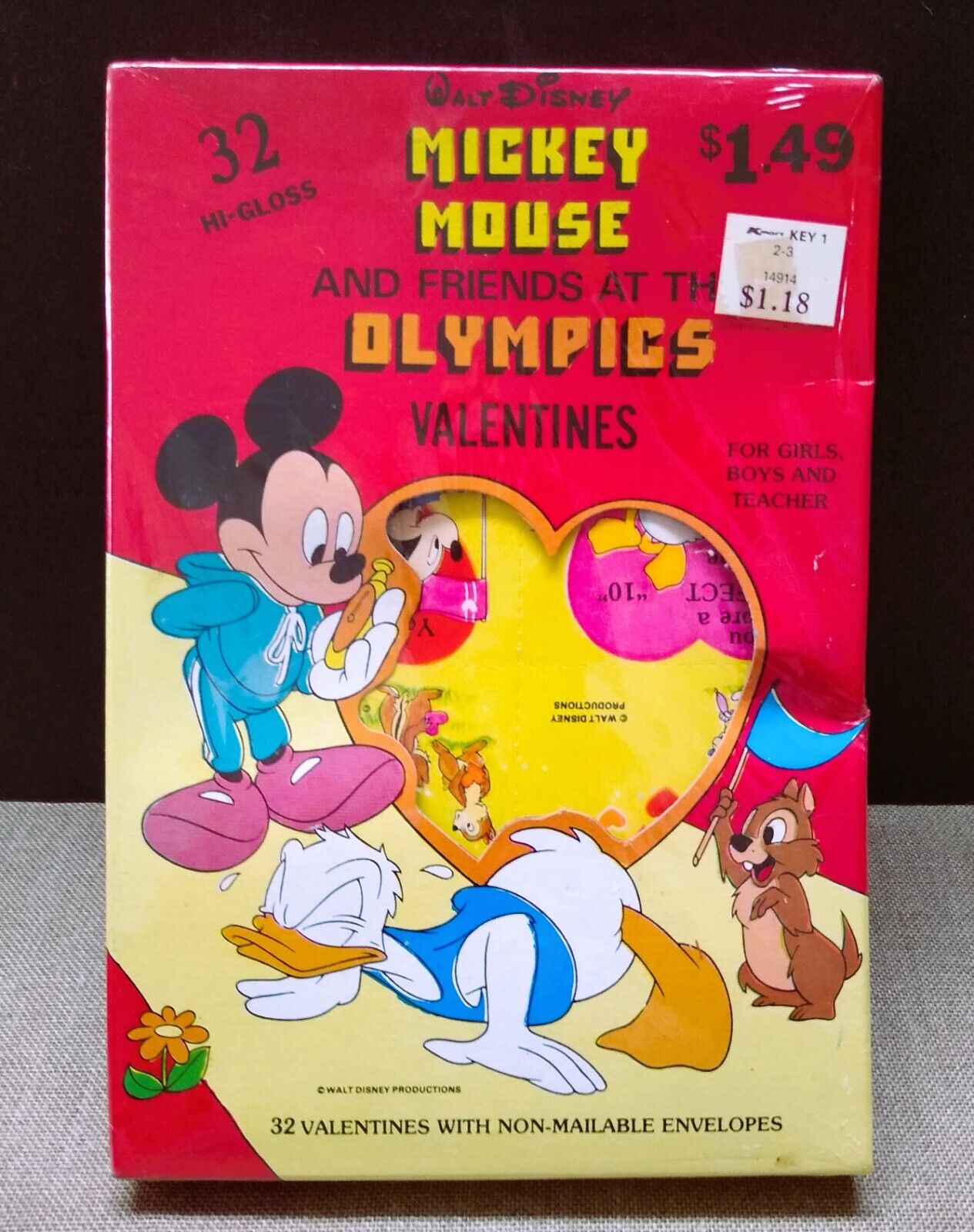Mickey Mouse Olympics Valentine\'s Day Cards, Vintage 1980\'s, Sealed Retro Disney