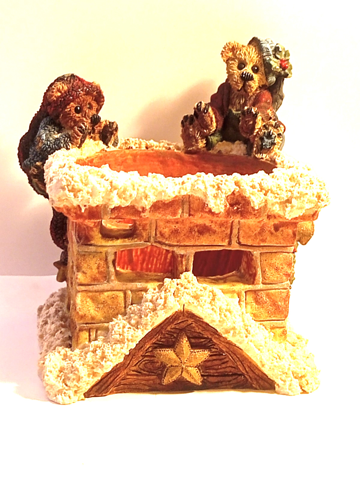 Vintage 1996 Boyds Bears Elgin Elliot Elves Christmas Votive Holder #2771