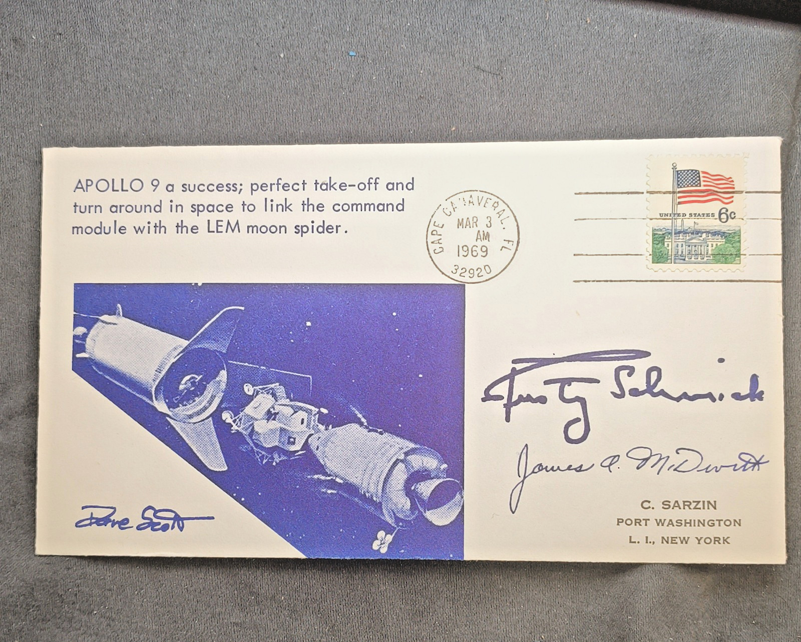 Apollo 9 Crew Signed Launch Cover McDivitt Scott Schweickart 1969 Space Cover