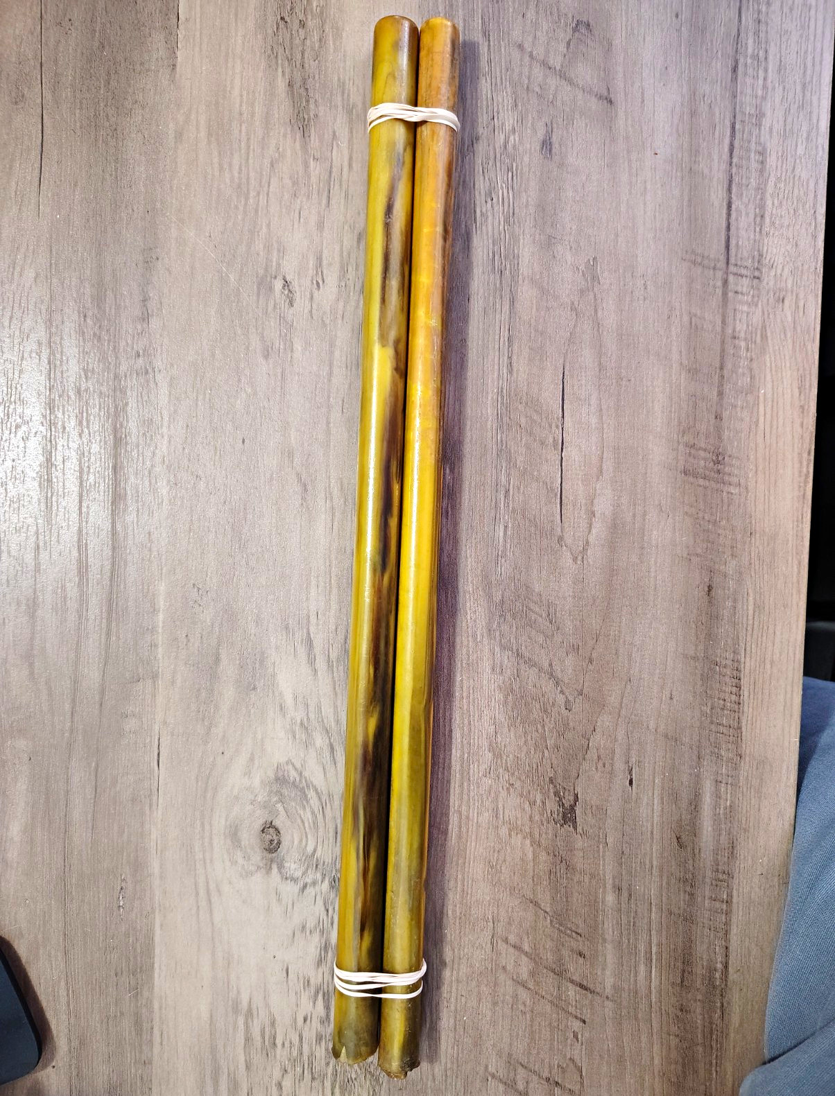 Old Authentic Vintage Yellow Brown Swirl Catalin Bakelite Rods  446G.