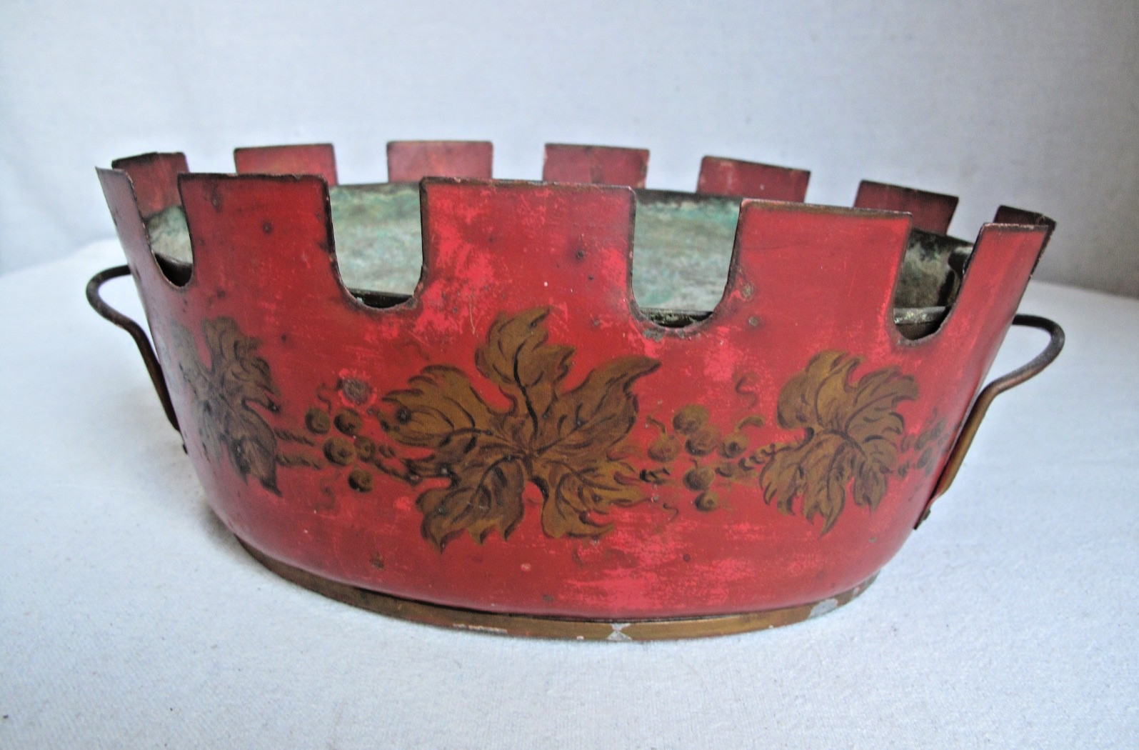 Antique 19th c. French Handpainted Cachepot Jardiniere Planter