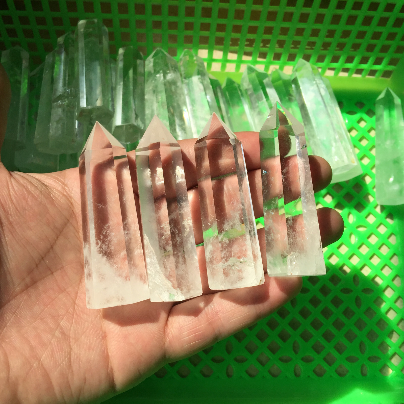 4pcs Natural clear quartz obelisk crystal wand point healing 60-70mm