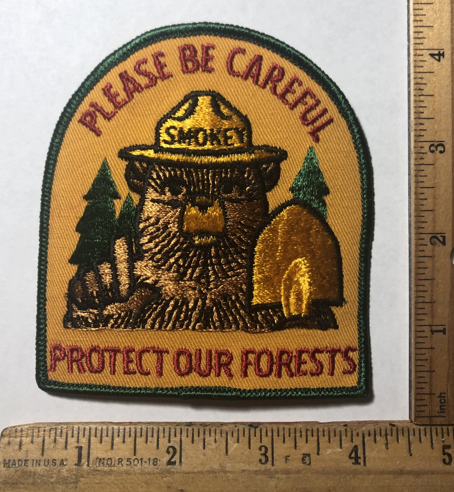 Vintage Smokey The Bear Patch Please Be Careful Protect Forests Park Ranger