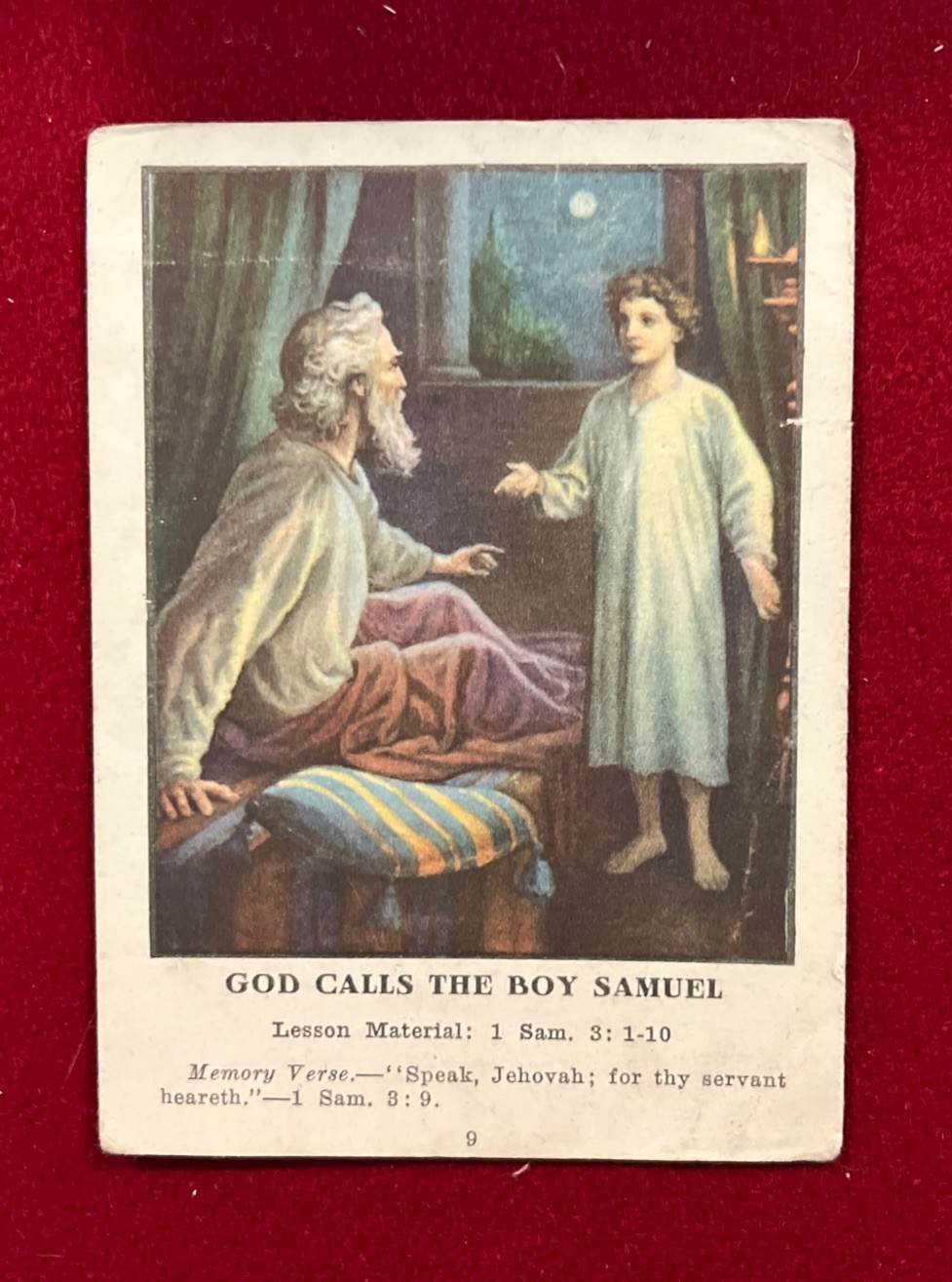 1924 God Calls The Boy Samuel Standard Picture Lesson Card Biblical