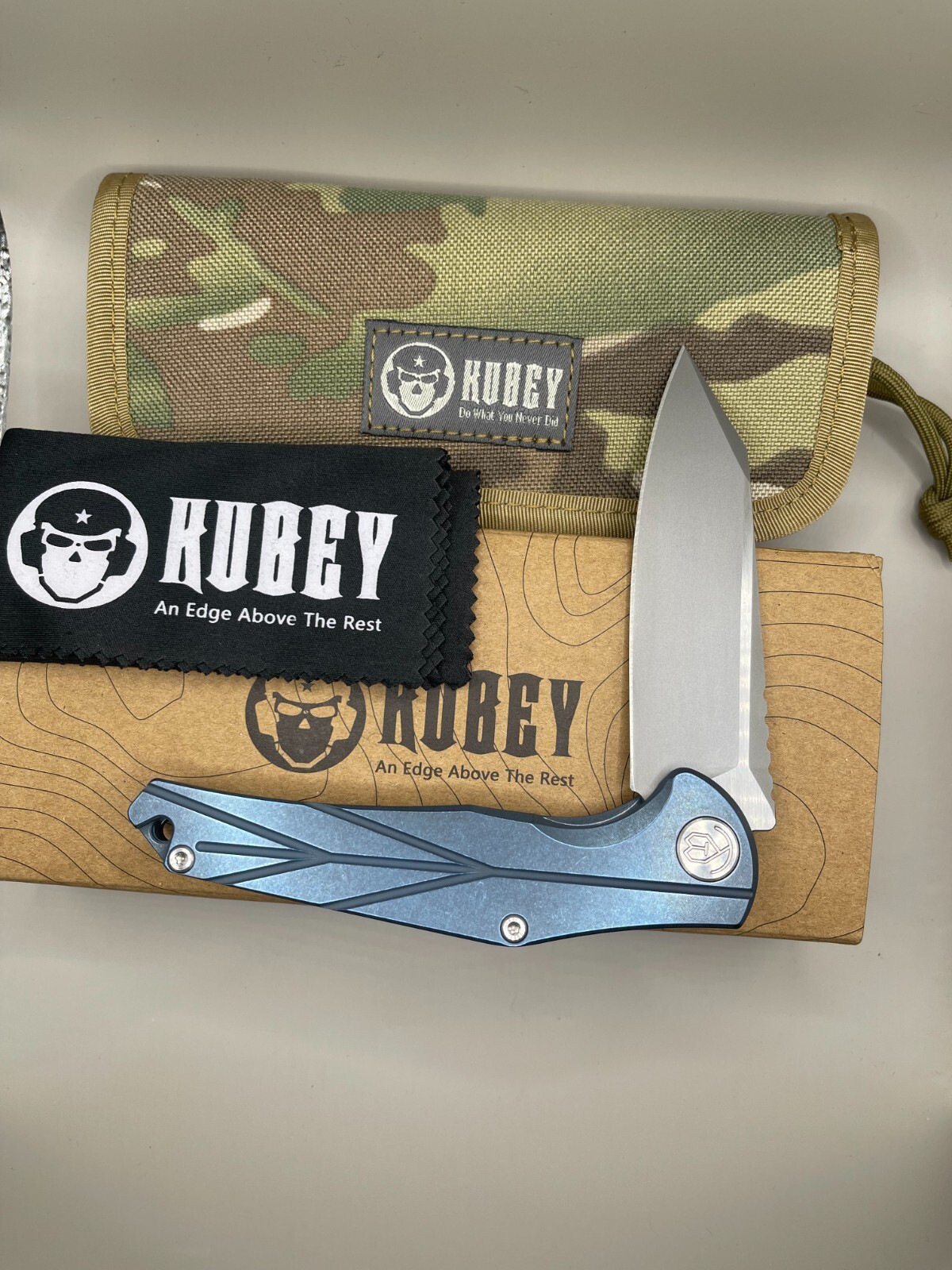 Kubey PeaceWalker Frame Lock Folding Knife, Titanium Handles KB252B