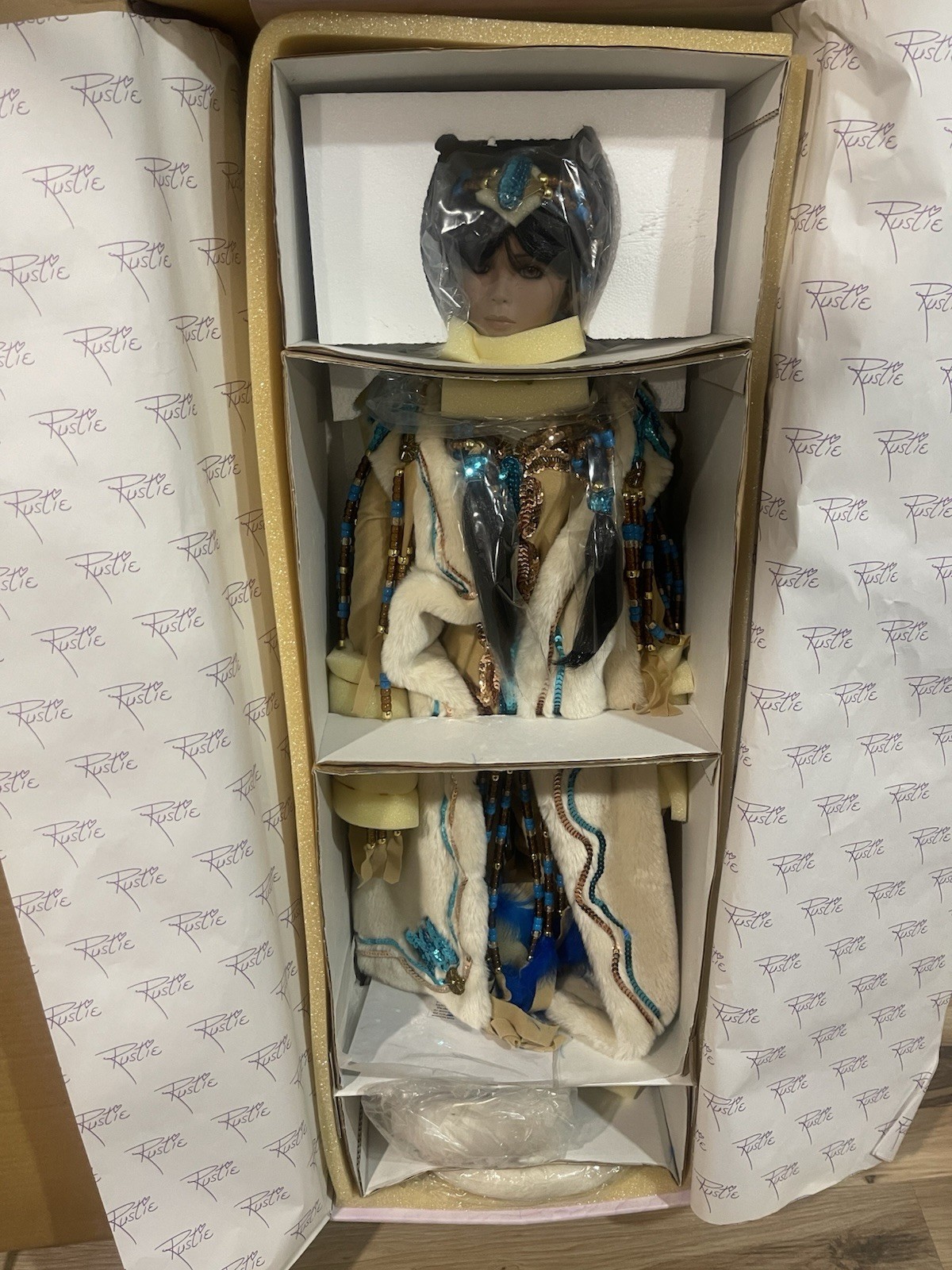 With Love Rustie Native American White Fox 33” Porcelain Doll NEW IN BOX