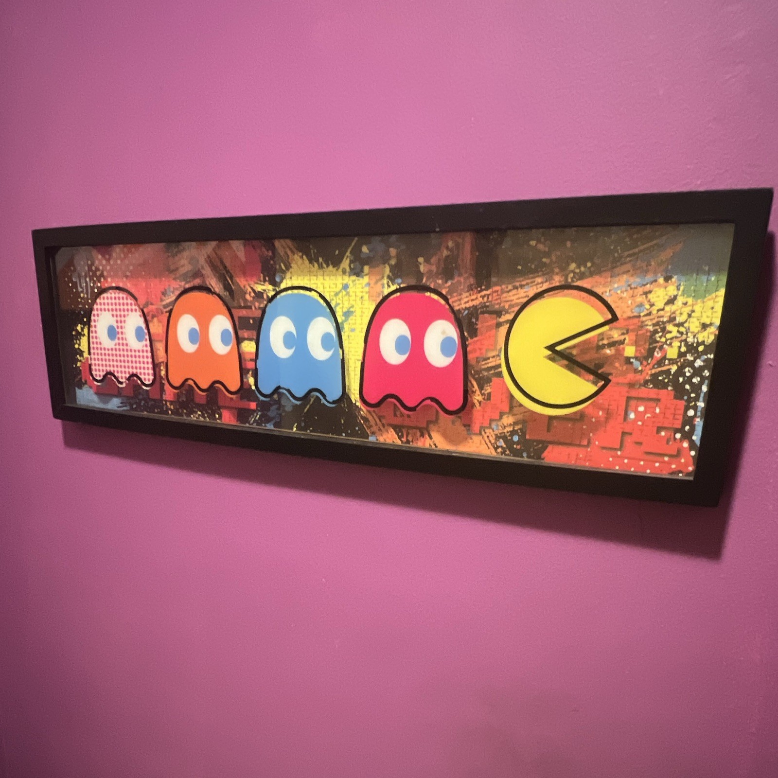 PAC MAN FRAMED WALL ART DECORATION Blinky inky sue clyde  NAMCO  ARCADE GAME 