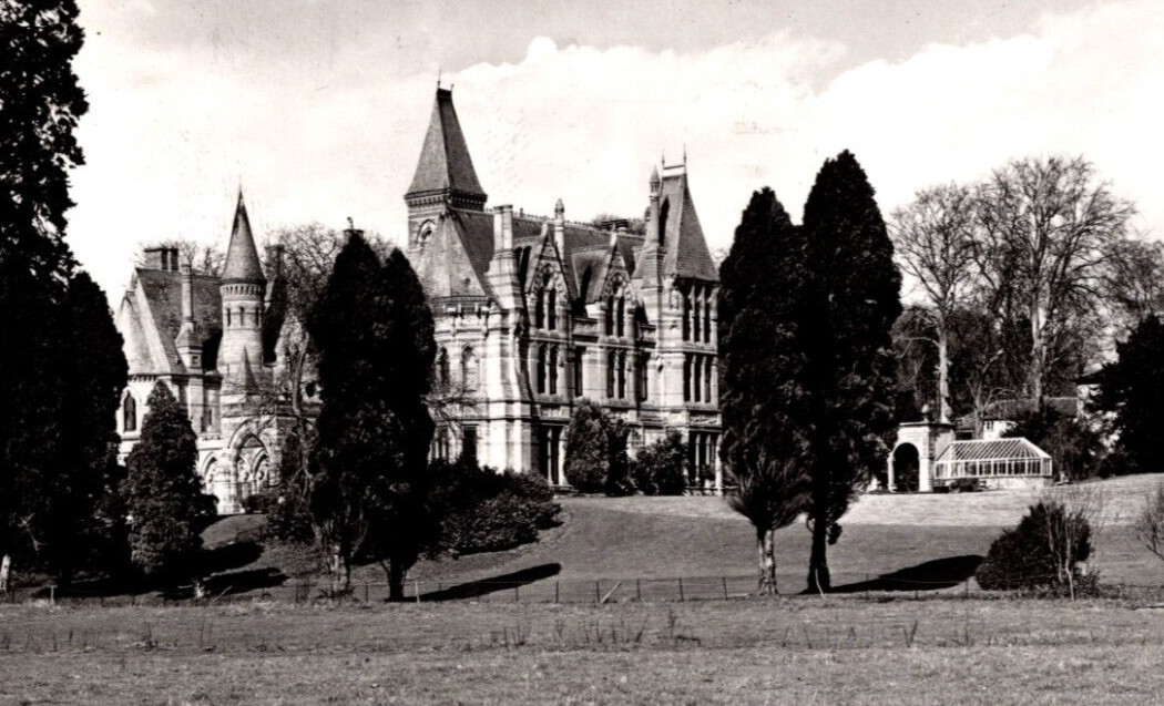 c1955 RPPC Ettington Park Warwickshire England Gothic Revival Mansion Postcard