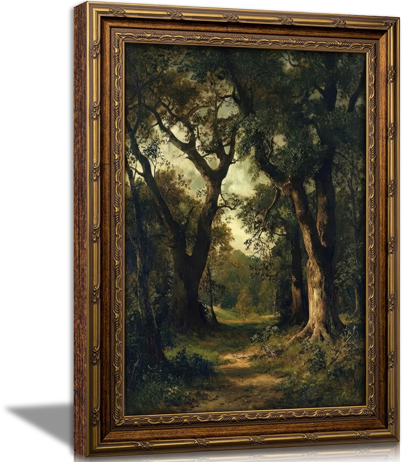KKP Antique Gold Framed Forest Path Wall Art, Vintage Grove Canvas Prints | G...