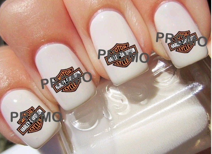 Original Orange Vintage Harley Motorcycle Salon Quality Nail Art Decals