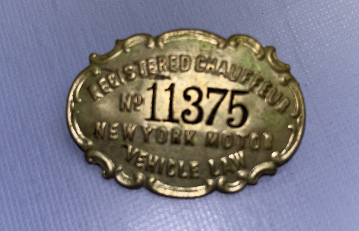 Rare Antique 1906 New York Licensed Chauffeur Badge - #11375