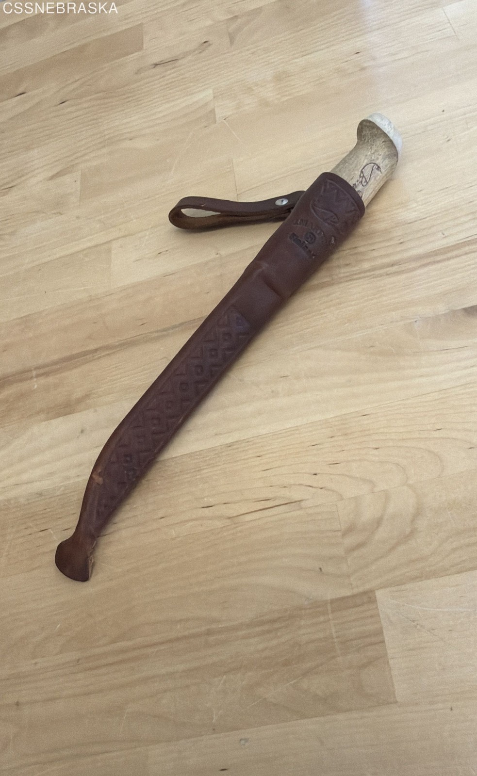 J Marttiini Finland Puukko Knife Vintage Brown Wood Horn Hunting Fixed Blade