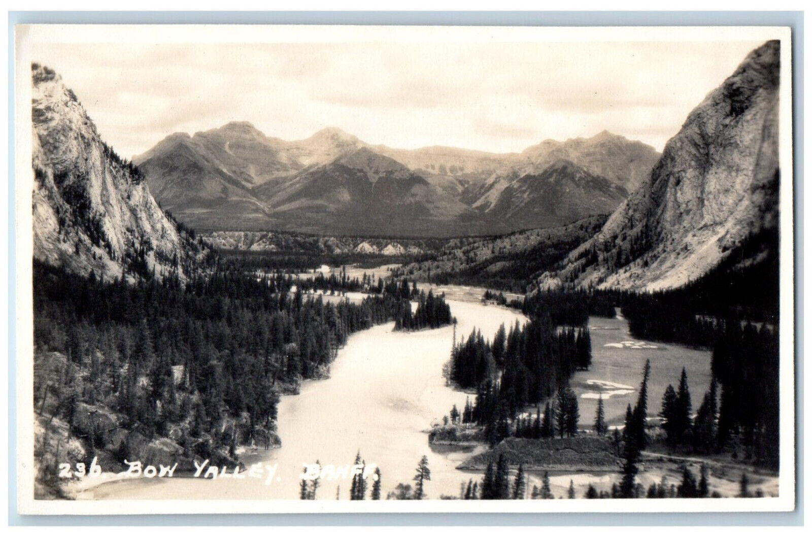 Banff Alberta Canada Postcard Bow Valley Byron Harmon c1940's RPPC Photo
