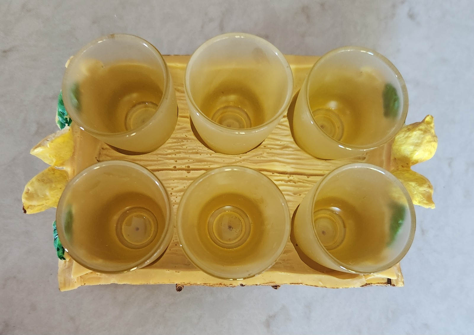 Vintage Italian Limoncello Shot Glass Set Lemon Tray 6 Frosted Shooters
