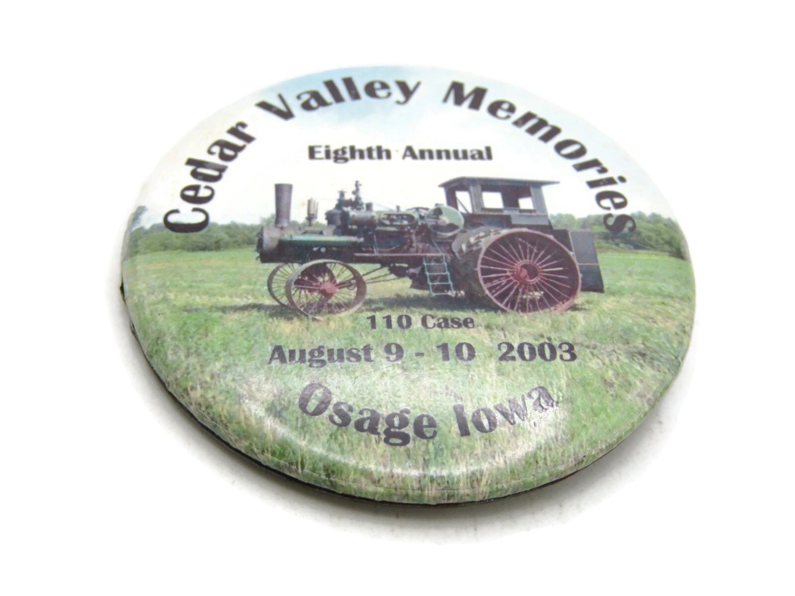2003 Cedar Valley Memories Pinback Button 8th Annual Osage IA 110 Case Tractor