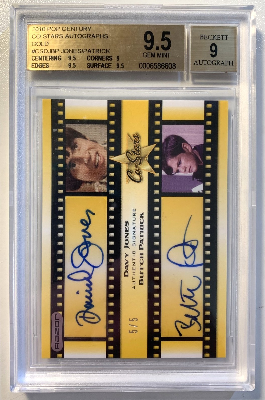 2010 Pop Century Razor Co Stars Dual Auto Davy Jones & Butch Patrick 5/5 BGS 9.5