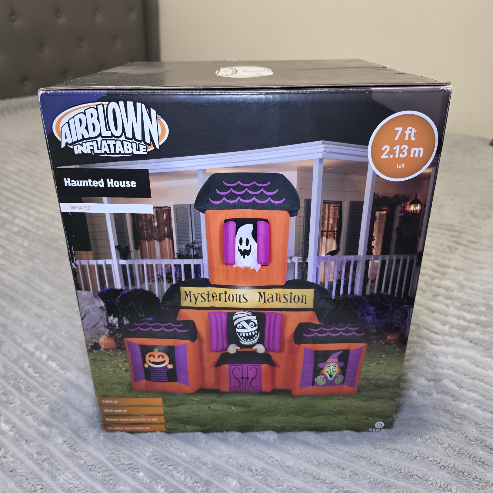 Gemmy 7Ft LED Animated Haunted House Mysterious Mansion Airblown Inflatable-NEW