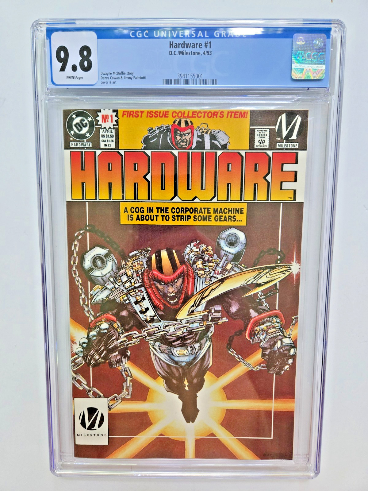 Hardware # 1 CGC 9.8 NM/MT 1st App. & Series/Title Milestone Collector\'s DC 1993