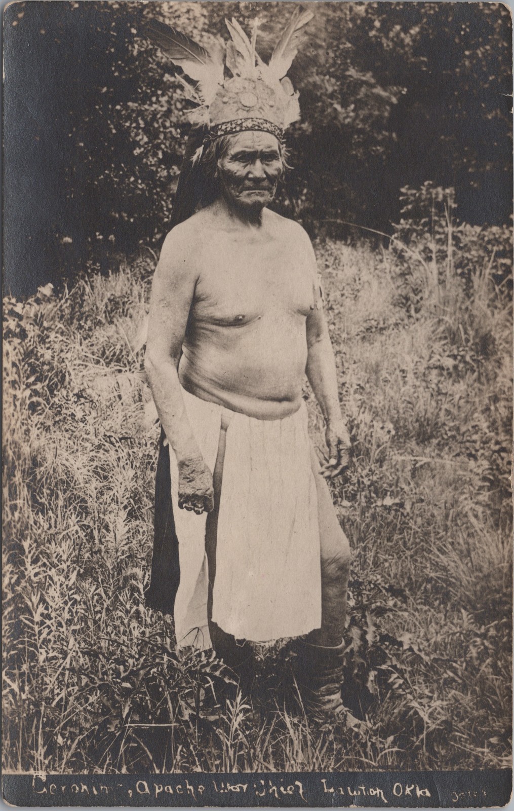 RPPC Geronimo Apache War Chief Lawton OK Real Photo Postcard Bates Studio c1907