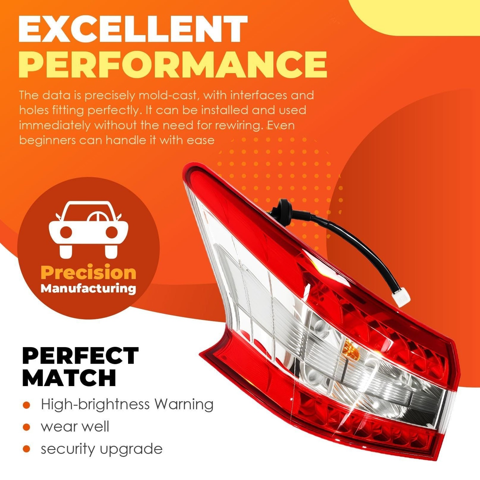 Aspaton Left Side Outer Tail Light Assembly Compatible with Sentra 2013 2014 201