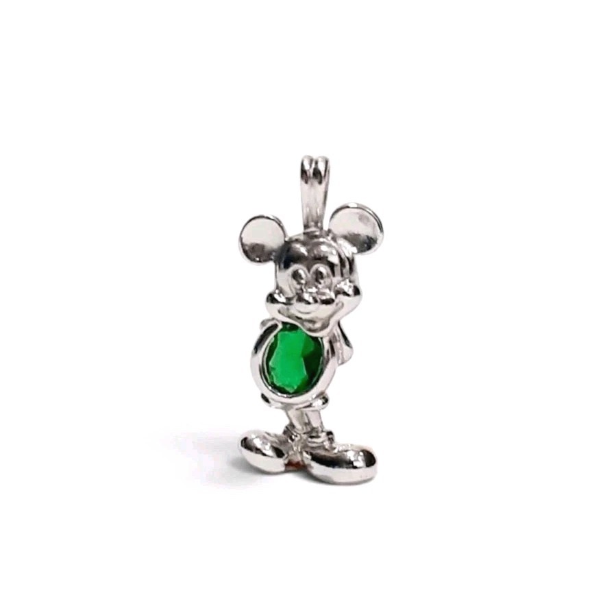 Disney Mickey Mouse Sterling 925 Birthstone Pendant Rare 