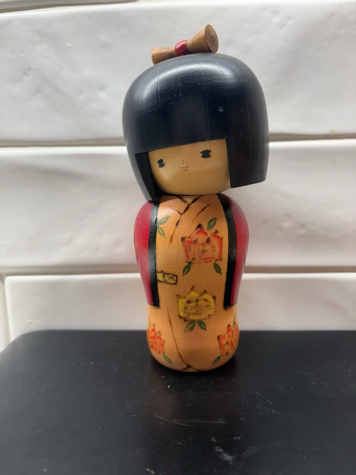 Vintage Kishi Sadao Kokeshi Doll Wild Rose 6
