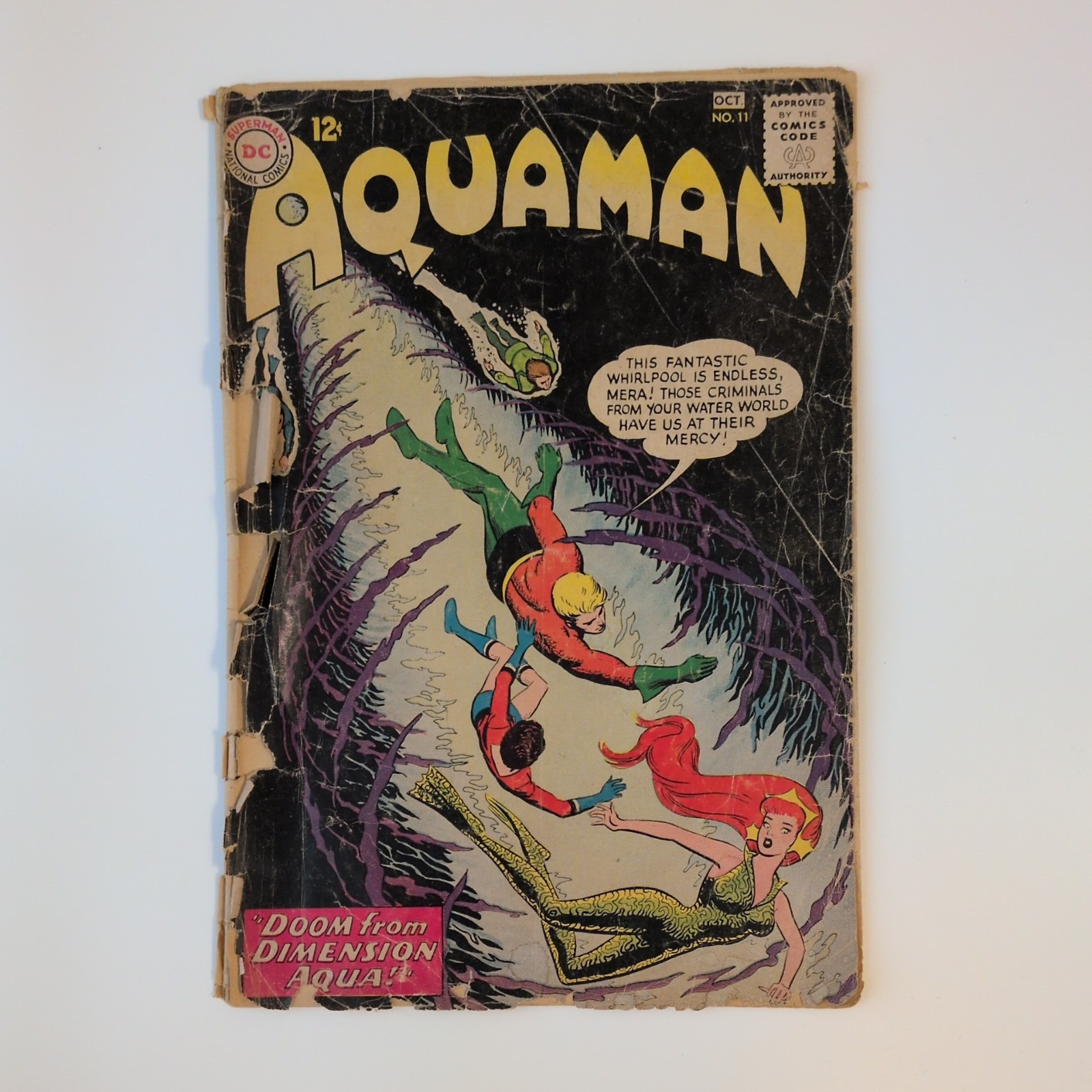 Aquaman #11 (1963) 1st Appearance Mera, Detached Cover, KEY Silver Age DC Comics