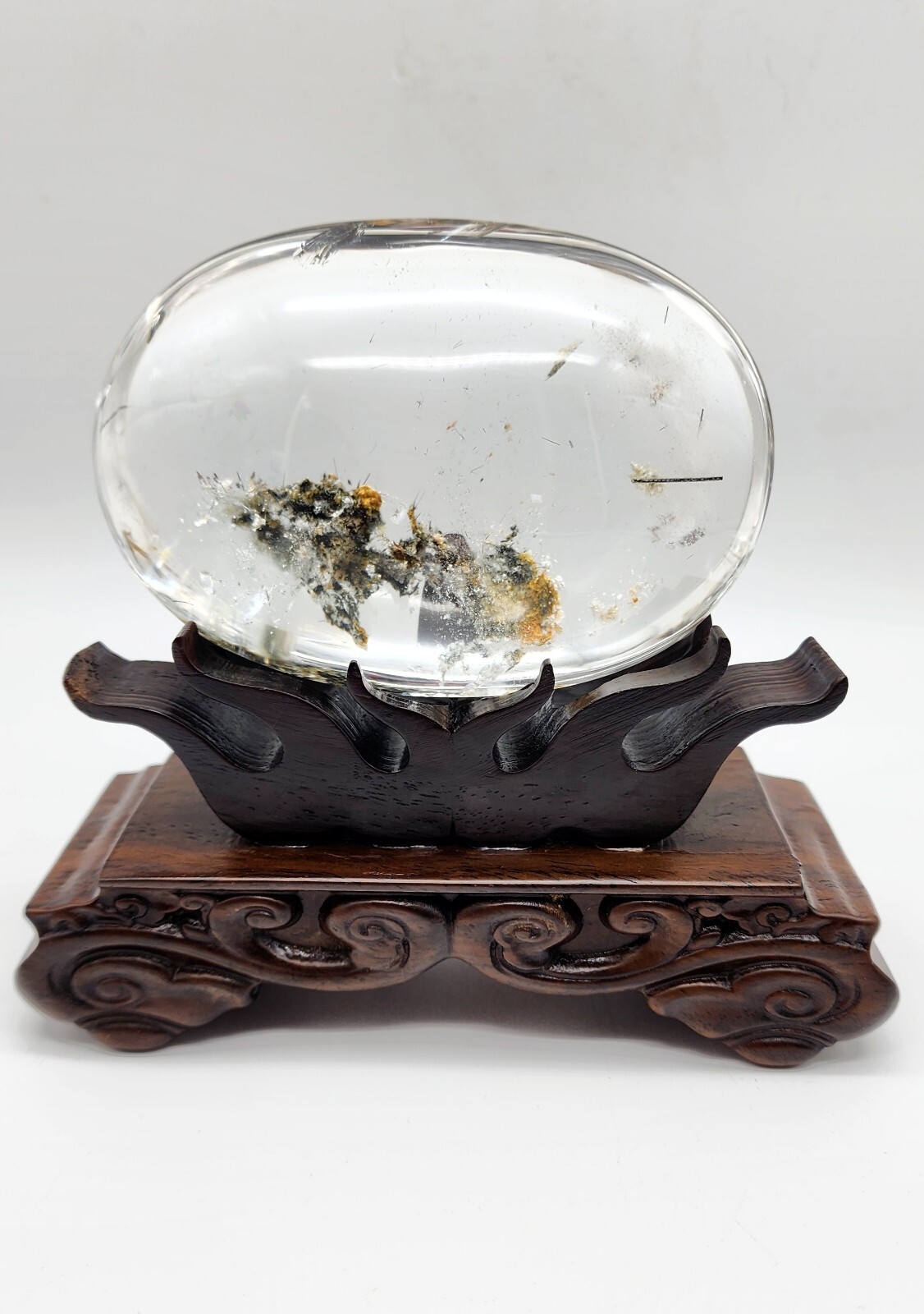 Garden Quartz AAA Grade, Clear Freeform With Custom Wood Stand, Natural Crystal 