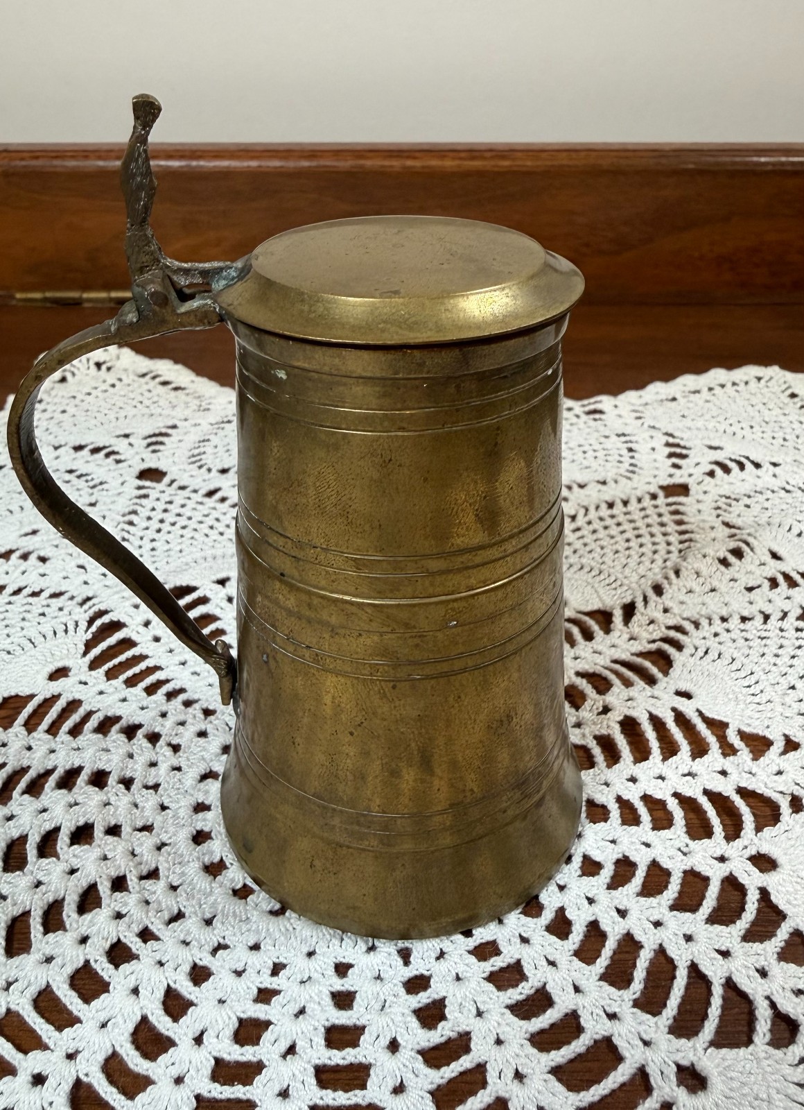 Vintage Miniature Brass Lidded Stein Mug Made in India 4” Tall Decorative