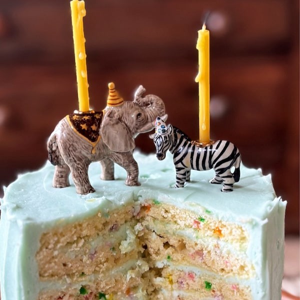 Elephant Cake Topper | Handcrafted Porcelain Figurine | Camp Hollow Collectable 