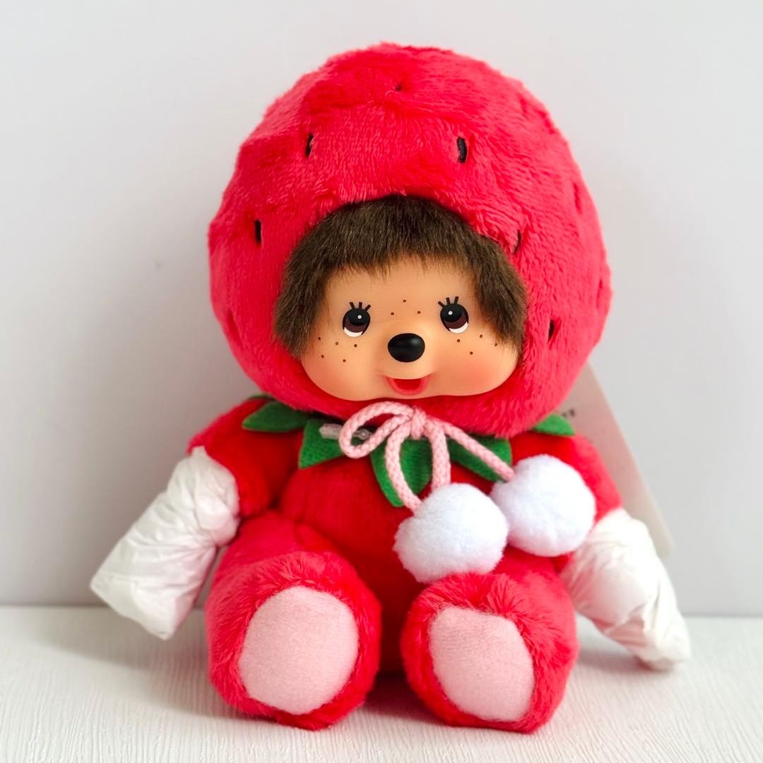 Monchhichi Fukuoka Limited edition Amaou Strawberry S size Rare Japan F/S