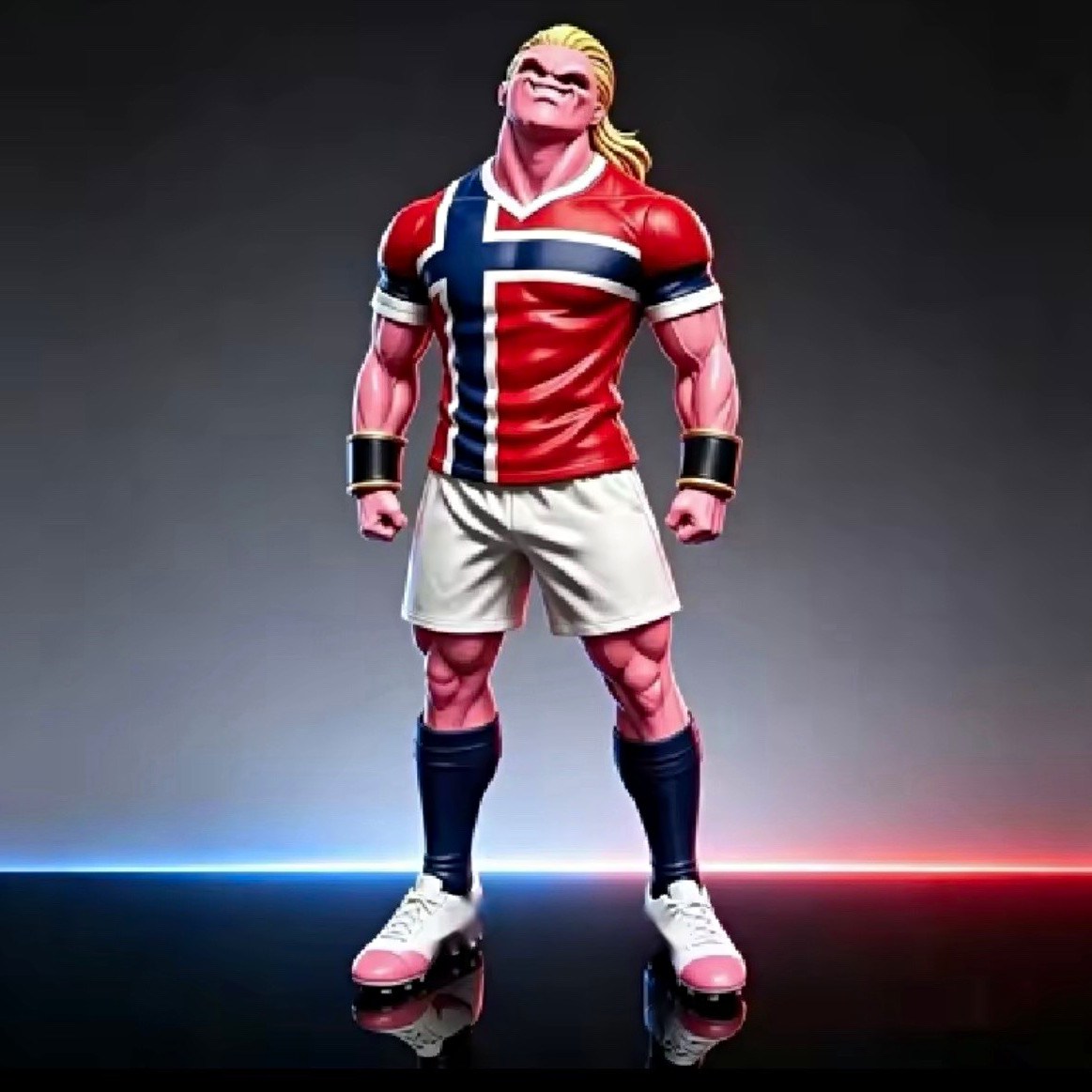 Anime Animation Soccer Player Figure - Red Jersey, White Shorts