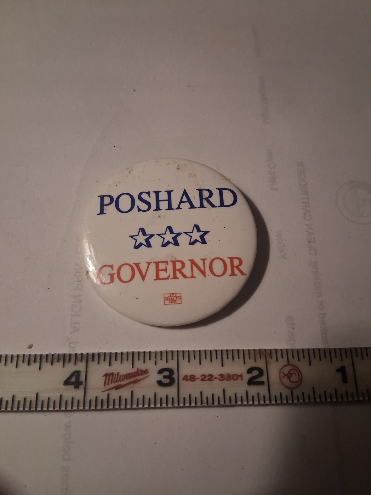 RARE Glen Poshard for Illinois Governor button pinback