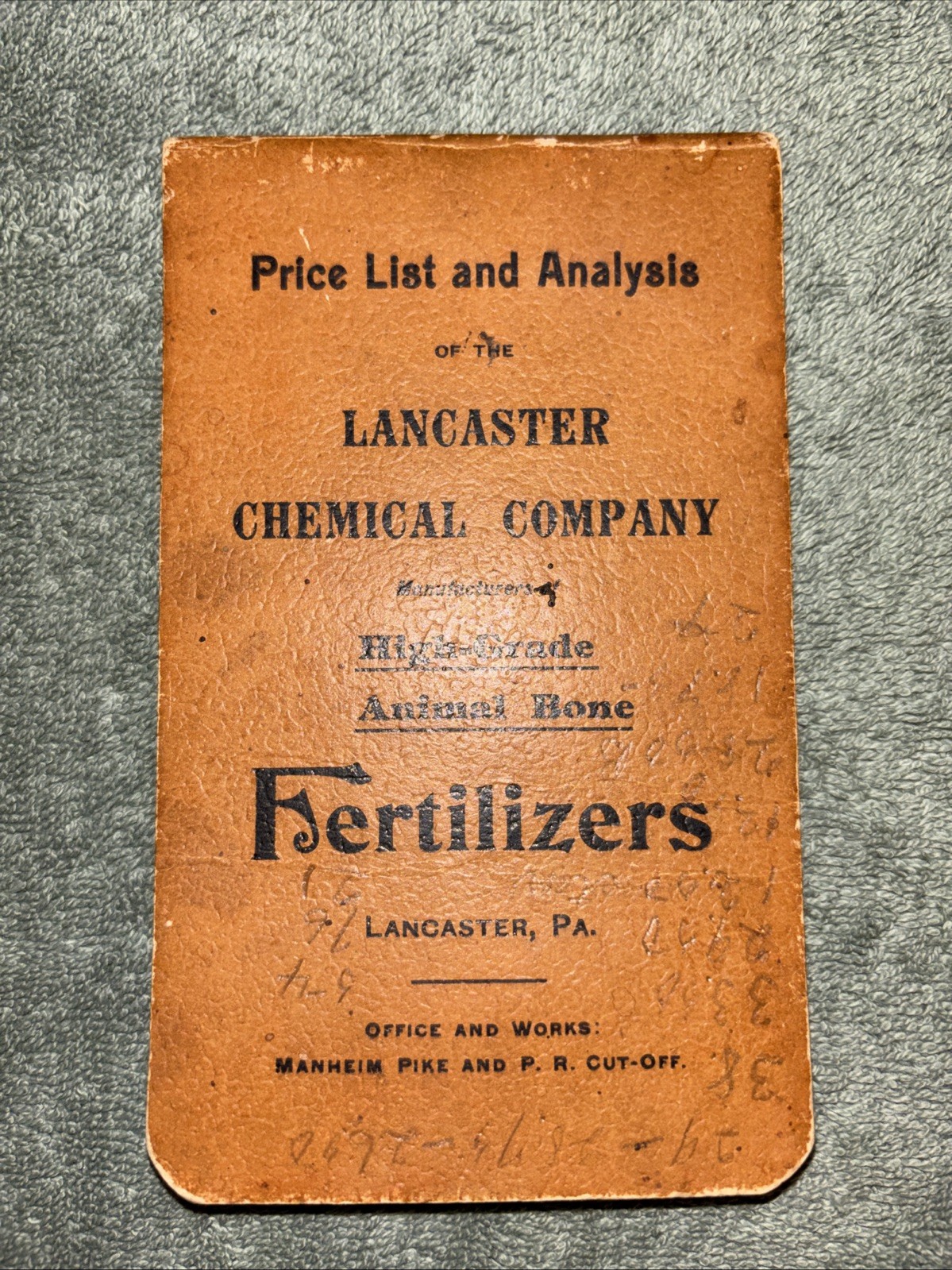Antique 1898 Lancaster Chemical Company Fertilizer Book Calendar Ledger (PA)