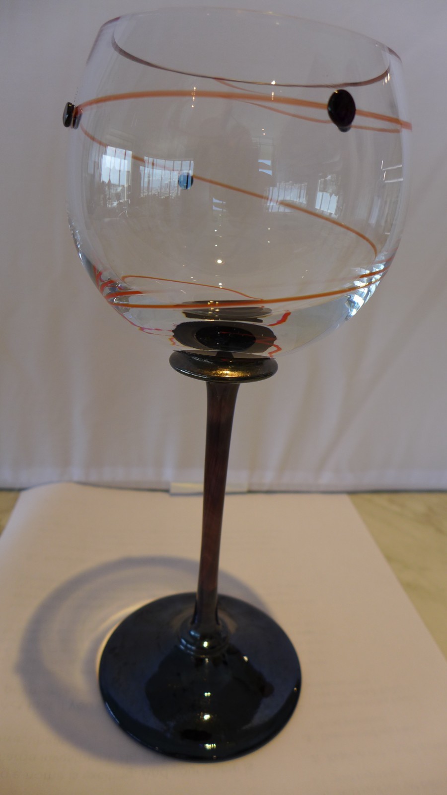 Vintage Signed Ivan Stefanik Wine Glasses, Bohemian Art Glass. Czech Republic