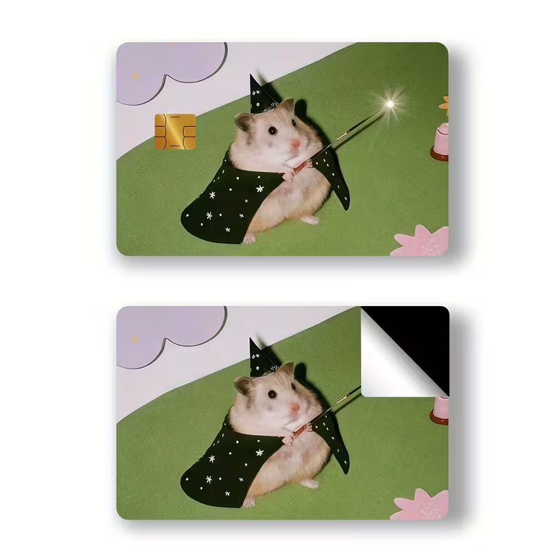 2 pcs Creative Hamster Design Credit Card Sticker Debit Skin Decal Cover