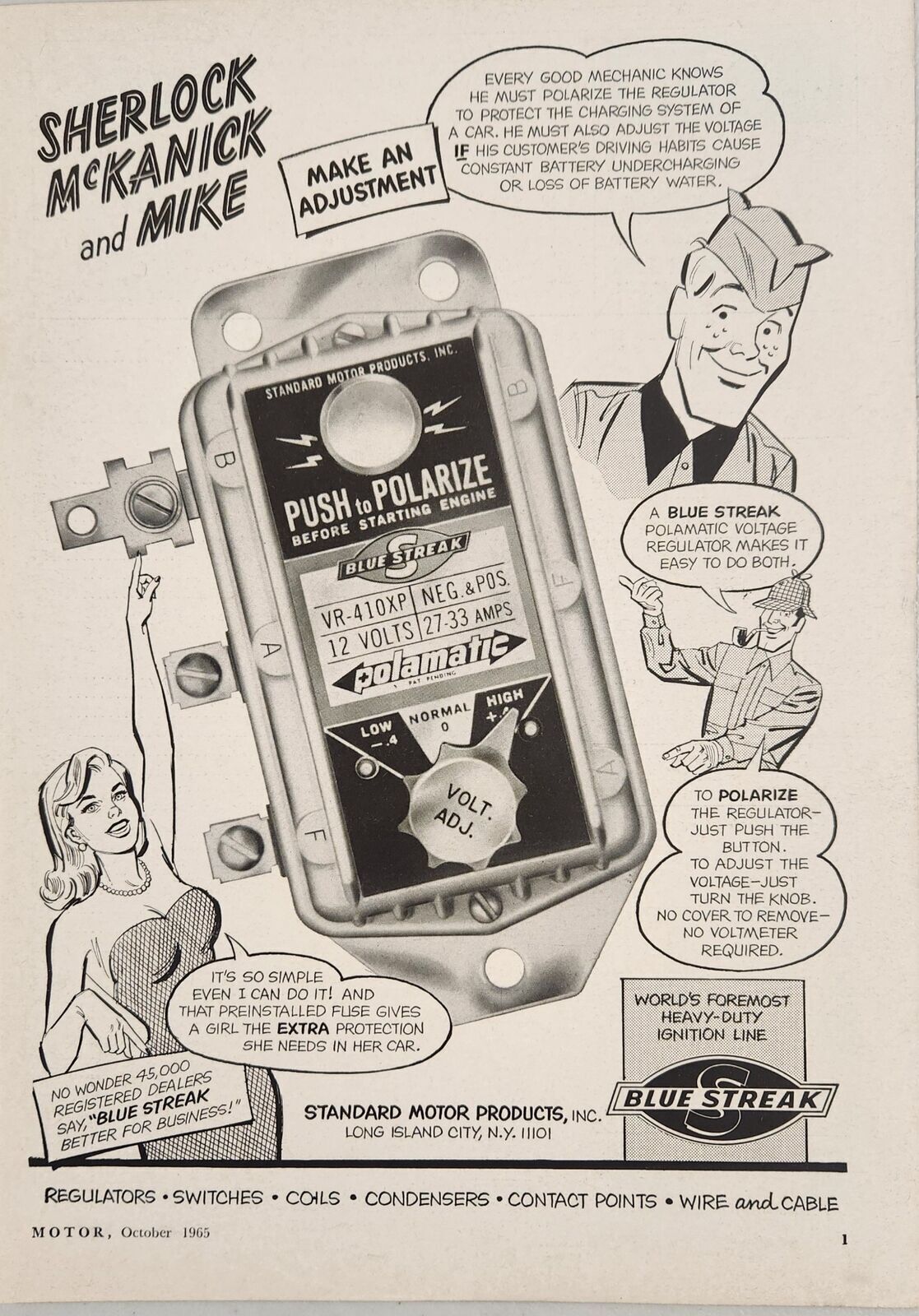 1965 Print Ad Blue Streak Regulator for Car Charging System Long Island City,NY