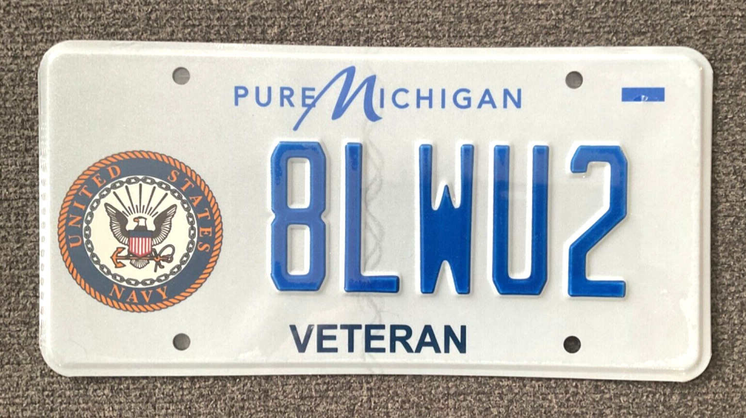 Rare SEALED NOS 2019  NAVY VETERAN Michigan License Plate UNUSED NEW OLD STOCK