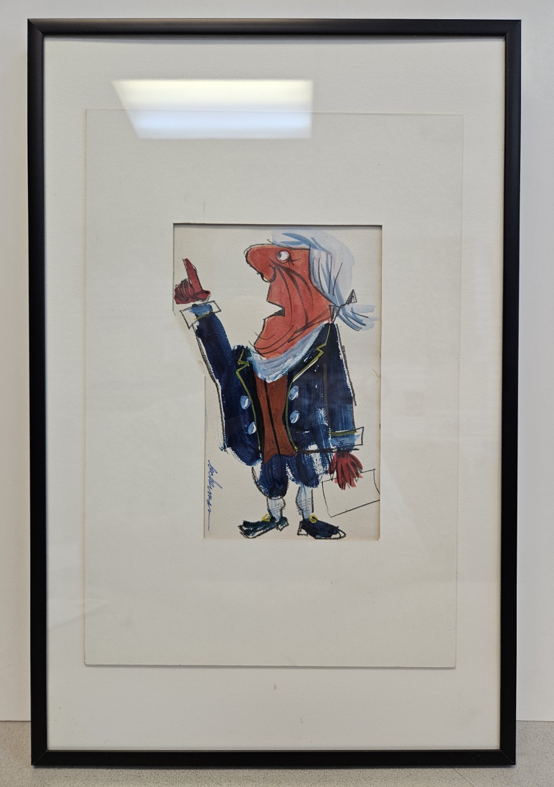 Vintage 1976 Bicentennial COLONIAL MAN Drawing by Illustrator HOWARD BECKERMAN
