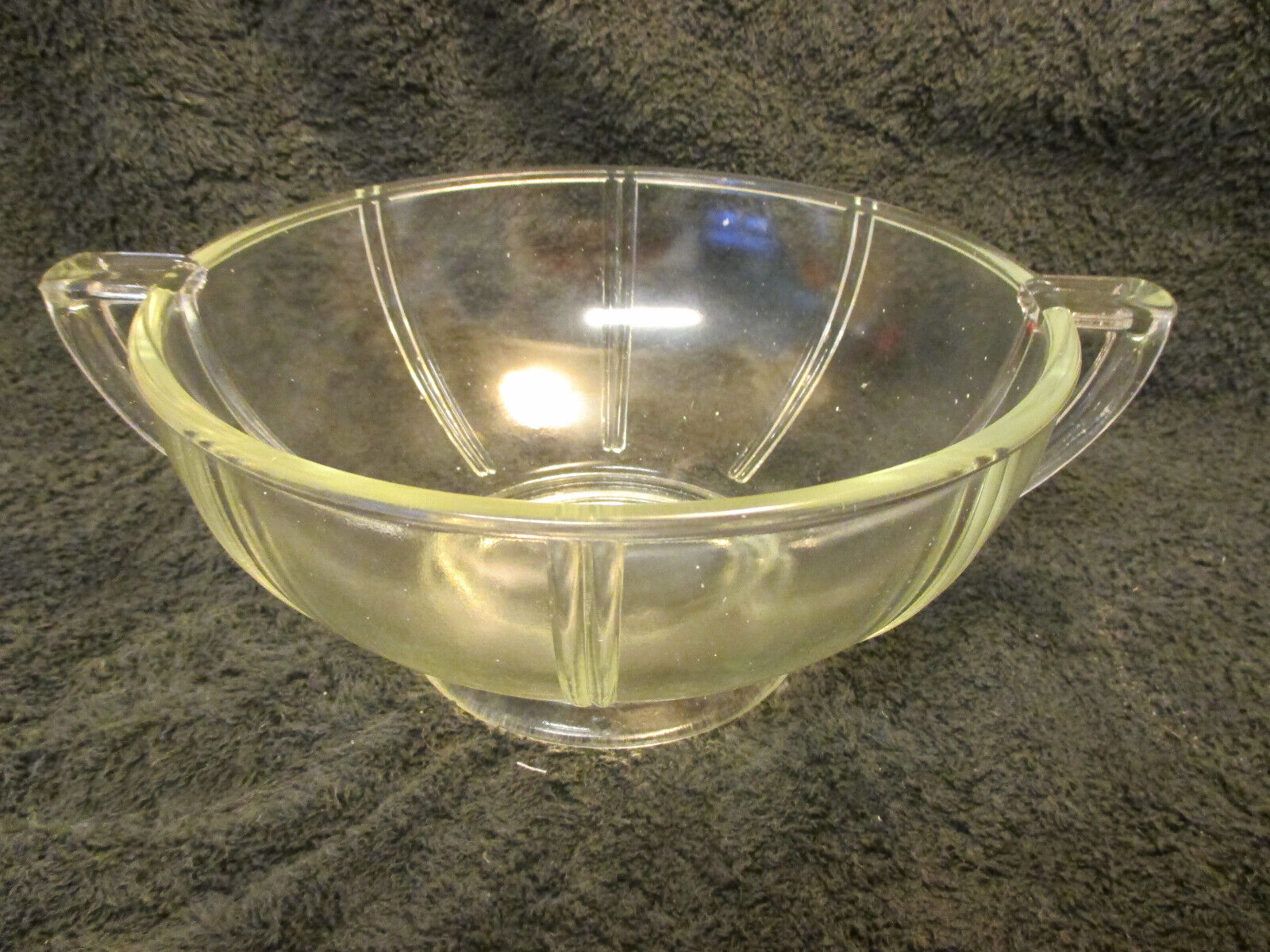 McKee 1930s Deco Queen Anne Glasbake Handled Heat Resistant Glass Bowl